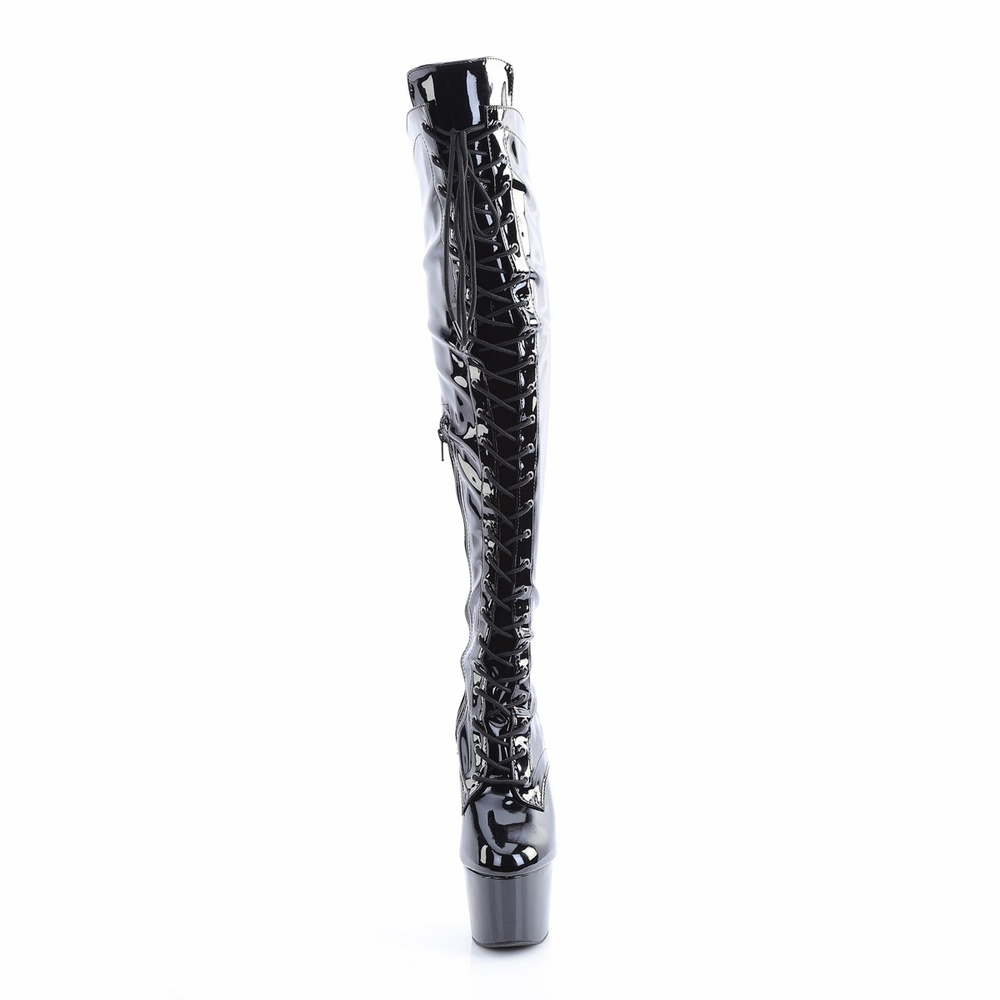Pleaser - ADORE3014 Plateau overknee Laarzen - Zwart